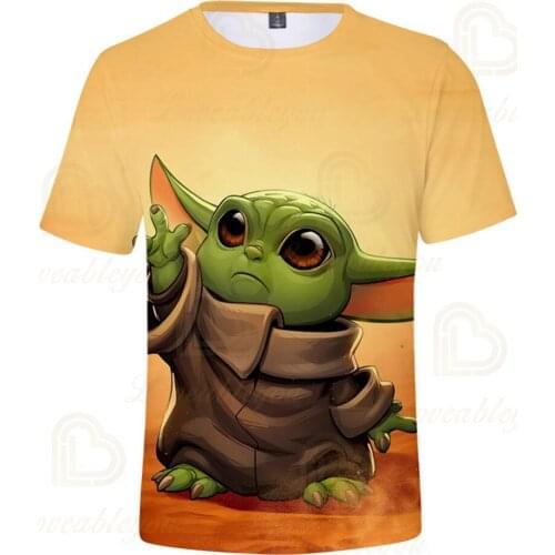 Baby Yoda Printing T Shirt Summer Men Short Sleeve Leisure Top Tee Casual Ladies Unisex Clothing Dropship