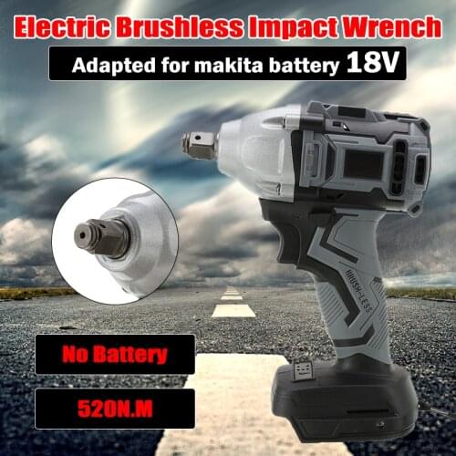 18V 520Nm Electric Brushless Impact Wrench Rechargeable 1/2 Socket Cordless Wrench Power Tool For Makita Battery
