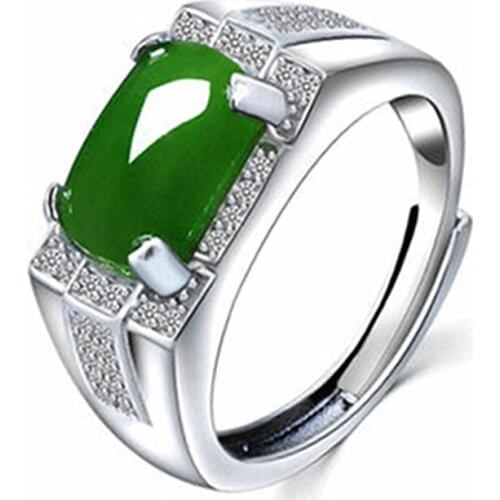 Chinese Natural Jade Green Hand-carved Water Drop Ring Fashion Boutique Jewelry Pink Agate Ring Popular Gift Opening Adjustable