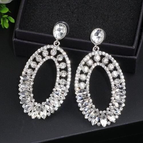 Classic Elegant Big Crystal Bridal Earrings Fashion Long Water Drop Earrings for Women Wedding Jewelry Accessories WX059