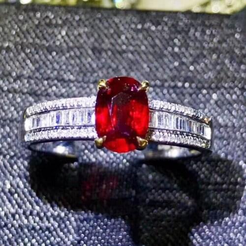 Natural real ruby oval ring Per jewelry 925 sterling silver 4*6mm 0.6ct gemstone Fine jewelry J201159