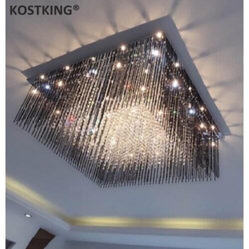 KOSTKING Hot sales new square LED chandelier light L60*W60*h35cm lustres de cristal lamp modern home lights