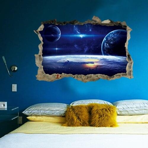 Creative 3D Universe Galaxy Wall Stickers for Kids Room Ceiling Roof Window Sticker Mural Decoration Personality Wallpaper