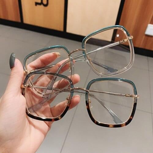 Square Trendy Fake Glasses Frames Men Women Optical High Quality Blue Light Computer Myopia Transparent Oversized Eyeglasses New