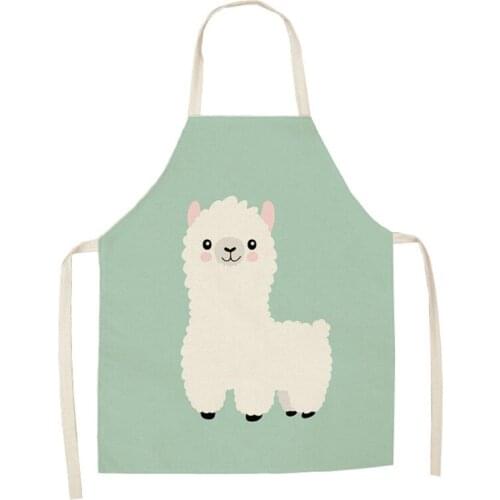 Cute Cartoon Pattern Kitchen Aprons for Women Linen Sleeveless Apron Baking Cooking Waist Bibs Cleaning Kitchen Accessories