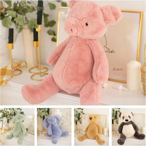 Cute Soft Fluffy Hair Elephants Piggy Brown Teddy Bear Baby Cuddly Doll Panda Dinosaur Stuffed Cartoon Animals Kids Appease Toy