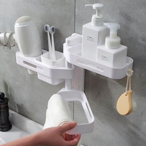 Multi-function Bathroom Hair Dryer Holder Wall Mounted Rack Space Aluminum Shelf Storage Organizer Hairdryer Holder U3