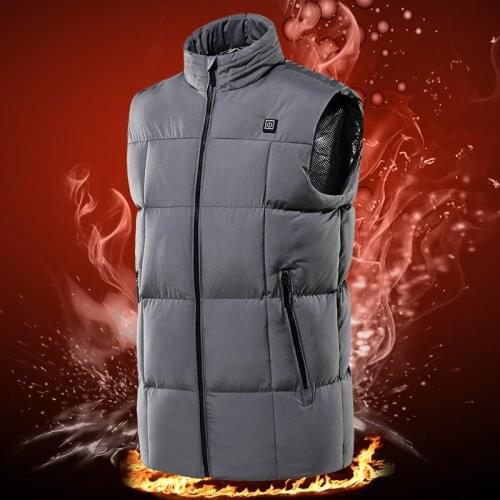 Mens Smart Heated Waistcoat Winter Warm Windproof Vests Coat Male New Fashion Solid Color Stand Collar Men Heating Vests 7XL