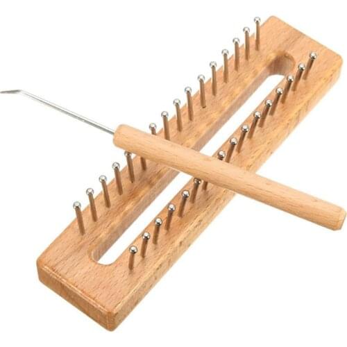 32 Pegs Knitting Loom Kit Craft Wooden Knitting Loom Board Hook Set DIY Craft Tools Kit for Hats Scarves Toys Needle Craft