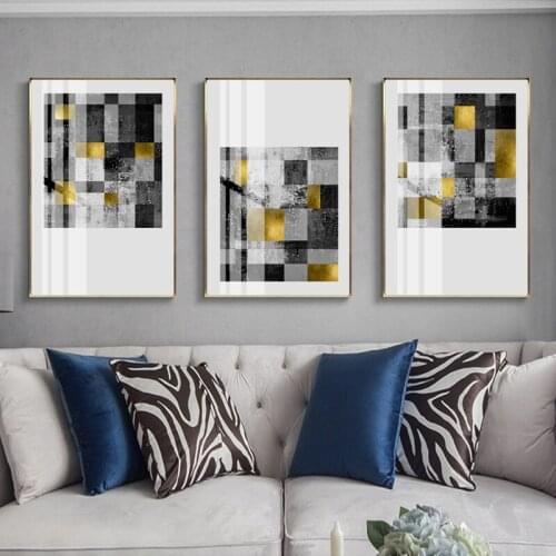 Nordic Marble Wall Art Poster Abstract Golden Geometry Pictures Modern Black and White Posters and Prints Canvas Art Home Decor