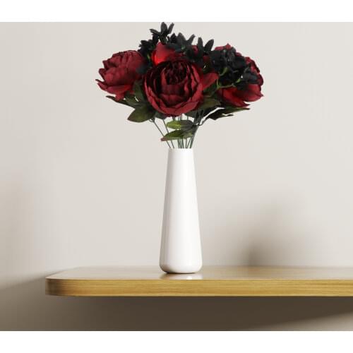 12 Heads 35cm SLuxury black rose branch Velvet Simulation Artificial flowers Valentine gift wedding flowers Home decoration rose