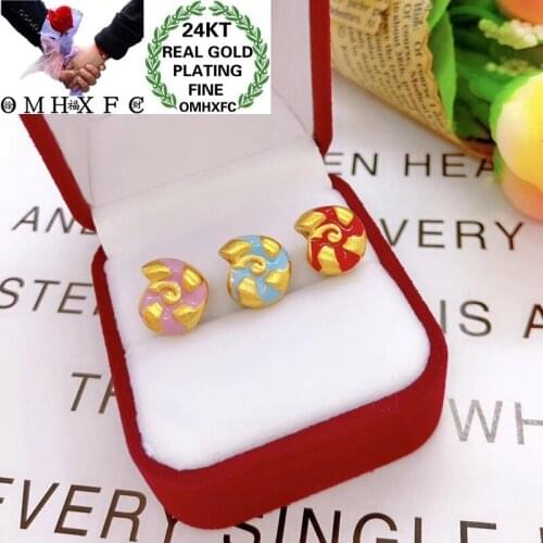 OMHXFC Wholesale YM92 European Fashion Fine Woman Man Party Birthday Wedding Gift Conch DIY Accessories 24KT Gold Pendant Charm