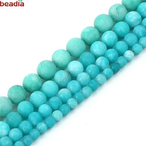 Wholesale Natural Stone Frosted Blue Amazonite Beads Round Loose agat Beads 6MM 8MM 10MM 12MM For DIY Bracelet Necklace Making