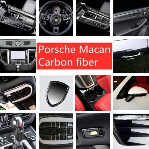 Car interior decoration moulding Carbon Fiber Central Gear Panel Control Panel decal Stickers accessories For porsche macan