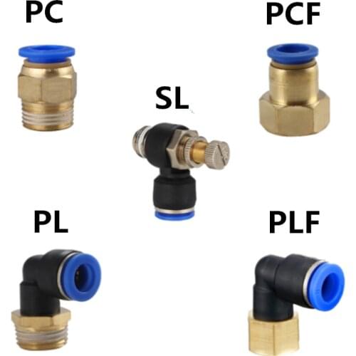1PCS Pneumatic Quick Connector PCF PC PL SL PB 4MM-12mm Hose Tube Air Fitting 1/4" 1/8" 3/8" 1/2"BSPT Male Thread Pipe Coupler