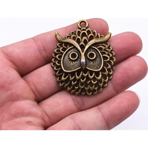 2pcs 48x40mm Antique Silver and Bronze Plated Owl Charms Pendant DIY Handmade Jewelry Accessories