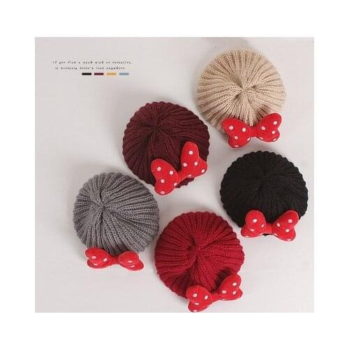 Cute Dot Cartoon Big Bow Baby Beret Hat Kids Caps for Girls And Boys 1-5 Years Cotton Autumn Winter Warm Girls Boys Hats