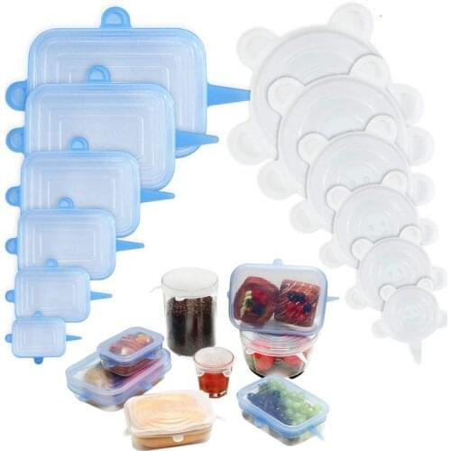 Silicone 6-Piece Flexible Lid Fresh Food Microwave and Refrigerator Sealing Lid Stretch Lid Can be Reused