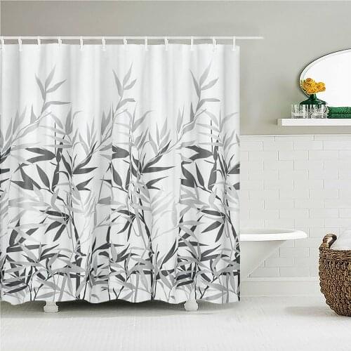 Fresh Plant leaves Fabric Shower Curtain Waterproof Polyester 3D Printing leaf Bath Curtains for Bathroom Decor with Hooks