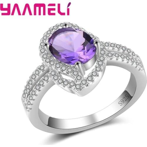 Top Quality Egg Shape Stone Sparking With Light Finger Rings 925 Sterling Silver Accessories Charm Jewelry For Ladies