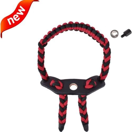 1Pc Archery Adjustable Compound Bow Red Black Wrist Sling Durable Weave Braided Cord Rope Outdoor Shooting Free Shipping