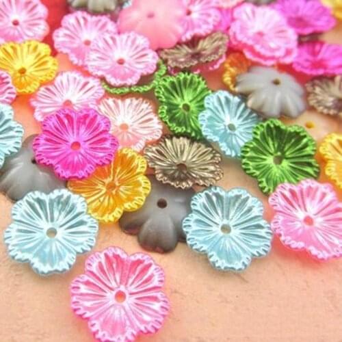 100pcs 12mm Multi Mixed Flowers Pearls Flatbacks Embellishments DIY Phone Nail Decorations Scrapbooking Crafts Cardmaking