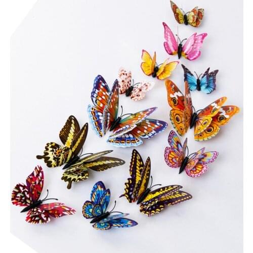 100PC 12pcs 3D Butterfly Design Decal Art Wall Stickers Room Magnetic Home Decor May4 Drop Shipping