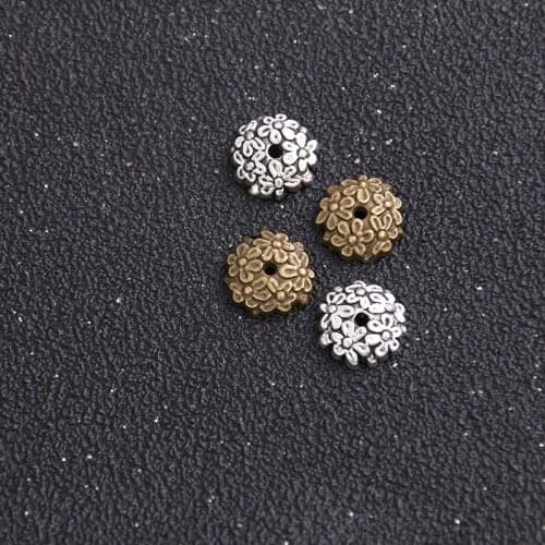 20pcs 11*11mm Two Color Craft Metal Beads Caps Tassel End Caps DIY Jewelry Charm Receptacle Accessories