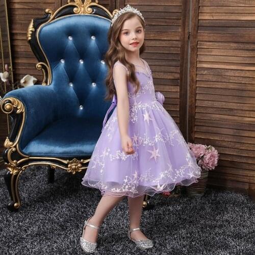 2020 Summer New Korean Princess Dress Children Catwalk Dress Sleeveless Print Princess Dress White Girl Dress Flower Girl Dress