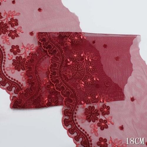 28Yards Flowers Embroidered Lace Trim Purple Red Mesh Tulle Fabric For Lingerie Underwear Curtains Bra Dress Decor Handmade