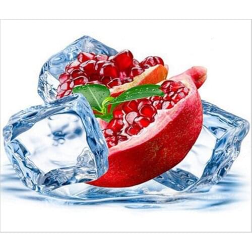 5D Diamond Mosaic Diy Diamond Embroidery Ripe Pomegranate & Ice 3D Full Diamond Painting Cross Stitch Rhinestone Home Decoration