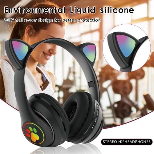 GSD-G5 Cat Ear Wireless 5.0 Headphones s Computer Gaming Bass Stereo Sound 3.5MM With Mic Earphone For mobile PC dropshipping
