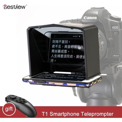 Bestview T1 Smartphone Teleprompter for Youtube Interview Video Prompter Monitor for Canon Nikon Sony DSLR Camera Photo Studio