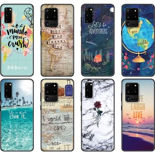 Black tpu Case For Samsung galaxy S20 /S20 PLUS/S20 ultra/S20+ /S20FE back cover Summer Travel Pack your Bags Lets Go Clear