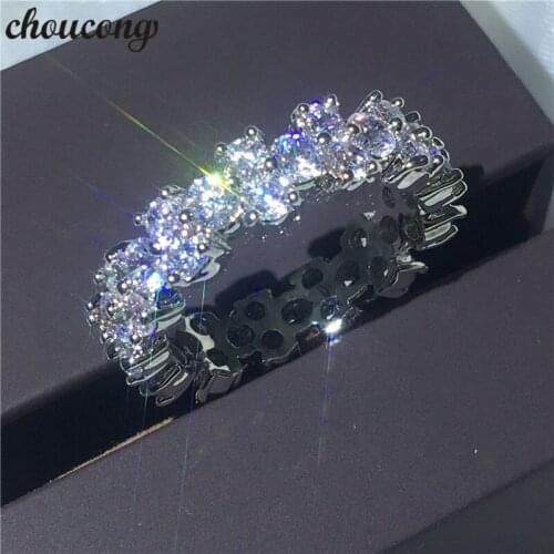 Choucong 2017 New Arrival ring Circle Round 5A zircon Crystal 925 silver Engagement Wedding Band Rings For Women Fashion jewelry