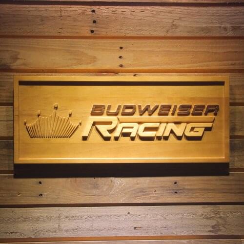 Budweiser Racing Car 3D Wooden Bar Signs