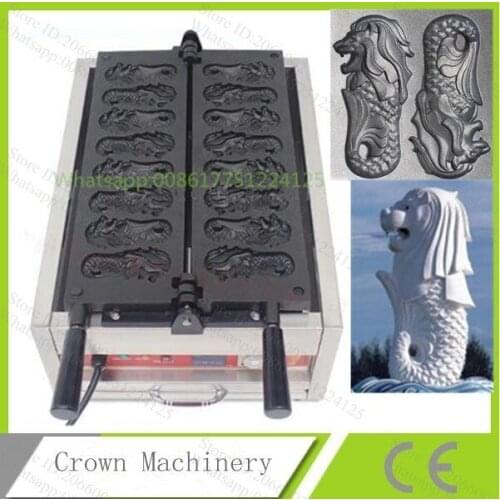 Singapore Landmark Merlion Shape Commercial Use 110v 220v Electric Nonstick Waffle Maker Iron Baker Machine