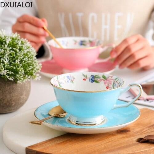 European style coffee cup and saucer set home breakfast cup luxury afternoon tea cup simple Phnom Penh water cup 220ML DXUIALOI