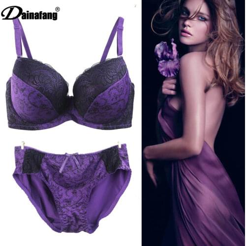 Dainafang Intimate Womens Lingerie Lace Printing Push Up Bras Set Sexy Plus Size Seamless Embroidery Underwear Panties Sets