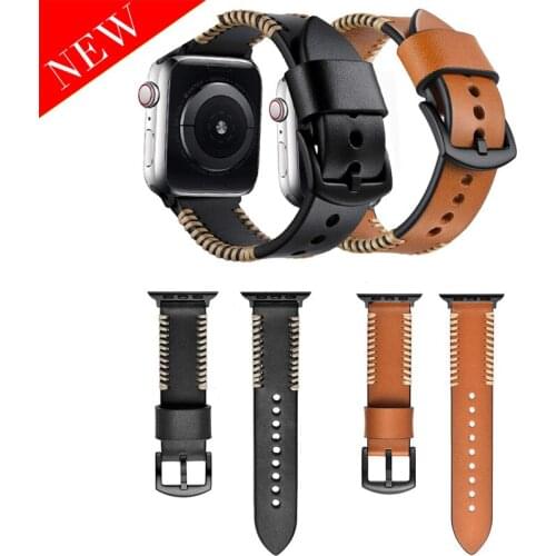 Leather strap For Apple 44mm 42mm 40mm 38mm universal calfskin new hand-stitched strap For iwatch series 6 5 4 3 2Apple bracelet