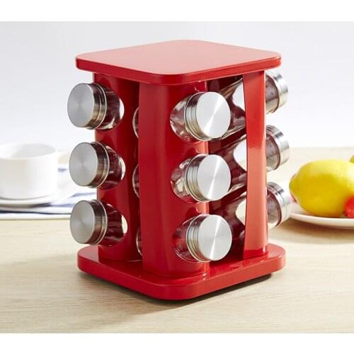 Kitchen Tool Seasoning Box Stainless Steel Shelf 12 /pcs Seasoning Glass Container Spice Storage Outdoor Barbecue Seasoning Box