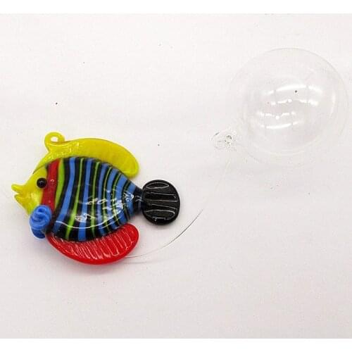 NEW Custom hand blown float glass stripe tropical fish Figurine aquarium decoration pendant miniature murano glass animal statue