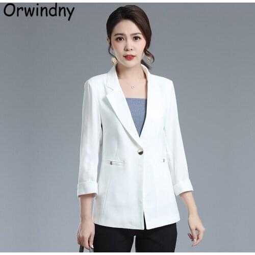 Orwindny Spring Autumn Fashion Blazer Coat Onew Button Solid Slim Office Lady Suit Jacket Plus Size 5XL