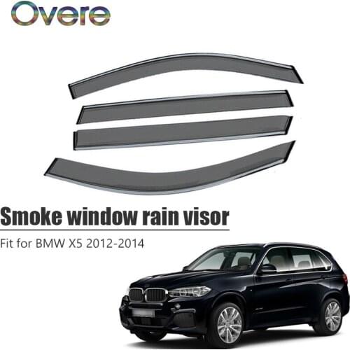 Overe 4Pcs/1Set Smoke Window Rain Visor For BMW X5 2012 2013 2014 Styling ABS Awnings Shelters Guard Car Accessories