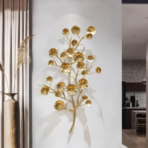 Chinese Style Porch Corridor Decoration Pendant Wrought Iron Golden Branches and Leaves Wall Decoration Creative Home Pendant