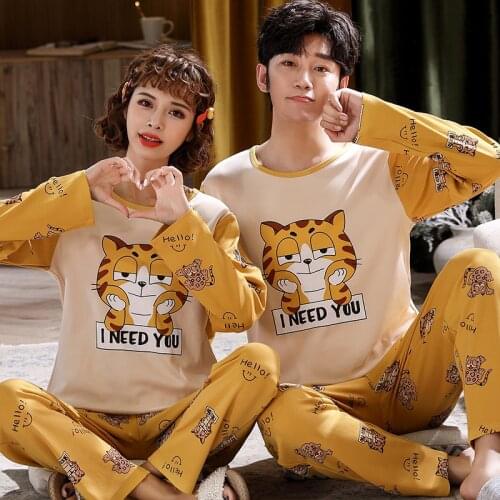 Pullover Long Sleeve Trousers Boy Girl Pajama Jammies Win/ Autumn 6535 Cotton Casual Couples Lovers O-Neck Nightwear Pyjamas HDE