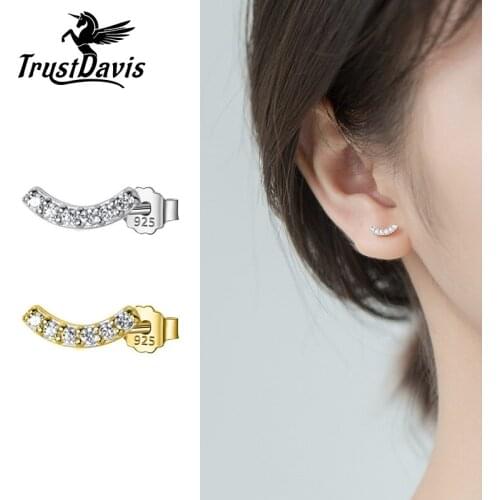 TrustDavis Genuine 925 Sterling Silver Fashion Sweet Geometric Stud Earring For Women Girls Kids Silver 925 Jewelry Gift DB1170