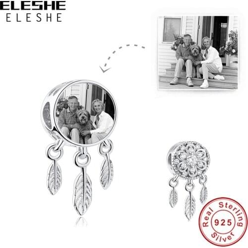 ELESHE Snowflake Dreamcatcher 925 Sterling Silver CZ Charm Bead Fit Original Charms Bracelet Customized Photo Christmas Jewelry