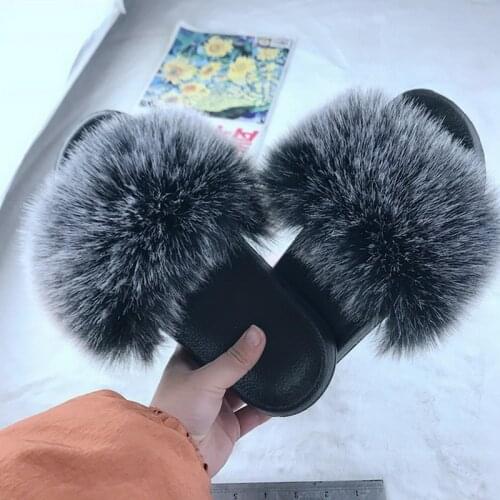 2021 Sexy Faux Fur Slippers Women Furry Fluffy Slippers Outdoor Indoor Home Flat Shoes Female Casual Flops Slides Dropshopping