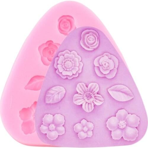 Flower Leaf Silicone Mold Cupcake Topper Fondant Cake Decorating Tools Chocolate Gumpaste Moulds Polymer Clay Candy Molds